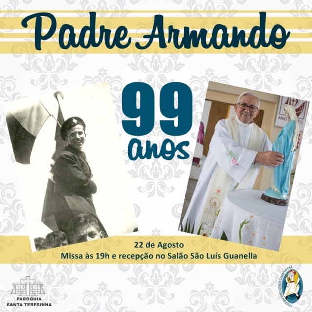 CONVITE - Aniversário do Pe. Armando - 99 anos (22 de agosto)