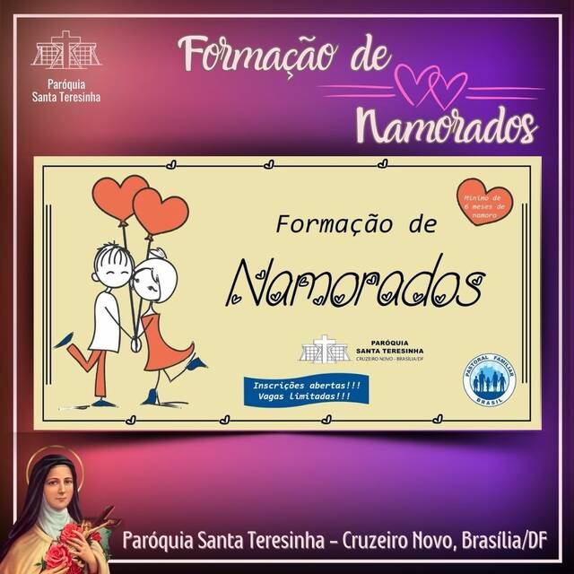 FORMAÇÃO DE NAMORADOS - INSCRIÇÕES ATÉ DIA 01/03/2024