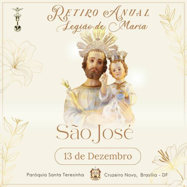 RETIRO ANUAL - LEGIÃO DE MARIA | INSCRIÇÕES ABERTAS ATÉ 30 DE NOVEMBRO