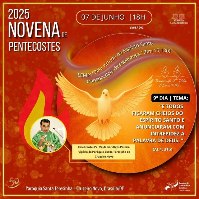 9º DIA DA NOVENA DE PENTECOSTES - PE. VALDEMAR ALVES PEREIRA | 18H