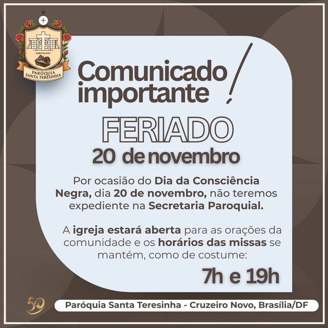 ATENÇÃO AO EXPEDIENTE PAROQUIAL | 20 DE NOVEMBRO DE 2025