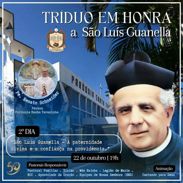 2º DIA - TRÍDUO EM HONRA A SÃO LUÍS GUANELLA - 22 DE OUTUBRO | 19H