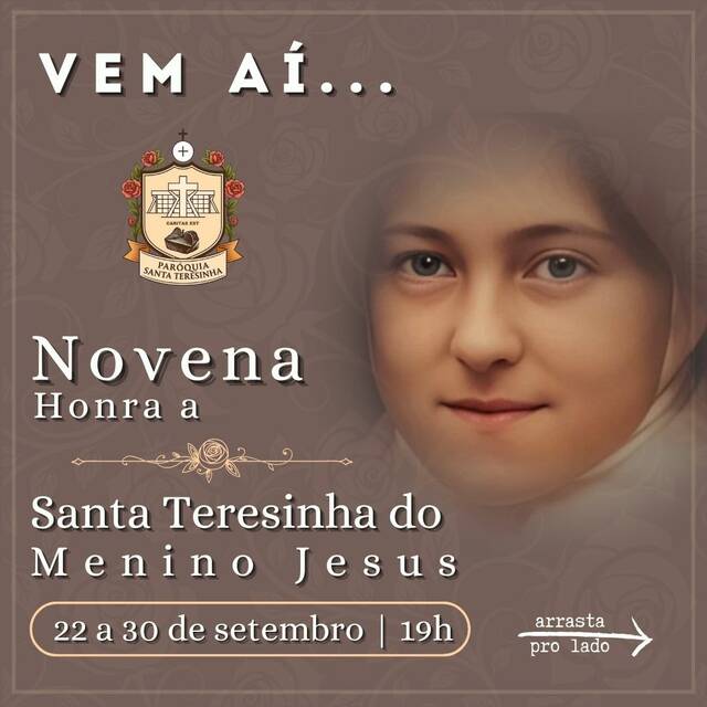 VEM AÍ - NOVENA EM HONRA A SANTA TERESINHA | 22 A 30 DE SETEMBRO