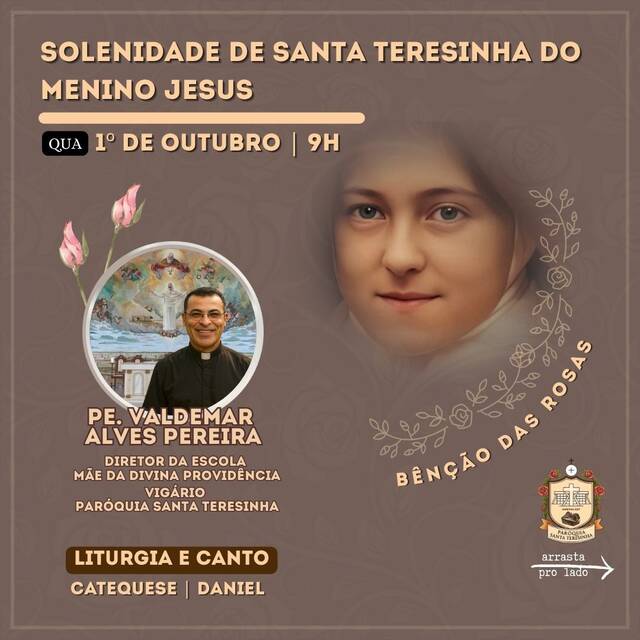 1º DE OUTUBRO - SOLENIDADE DE SANTA TERESINHA - SANTA MISSA - PE. VALDEMAR ALVES PEREIRA | 9H