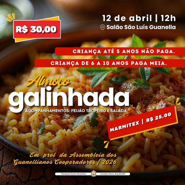 GALINHADA EM PROL DOS GUANELLIANOS COOPERADORES - 12 DE ABRIL | 12H