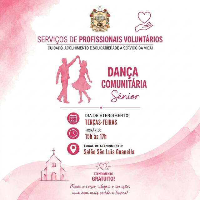 🌷 DANÇA SÊNIOR NA PARÓQUIA SANTA TERESINHA - 04 DE AGOSTO | 15H ÀS 17H 