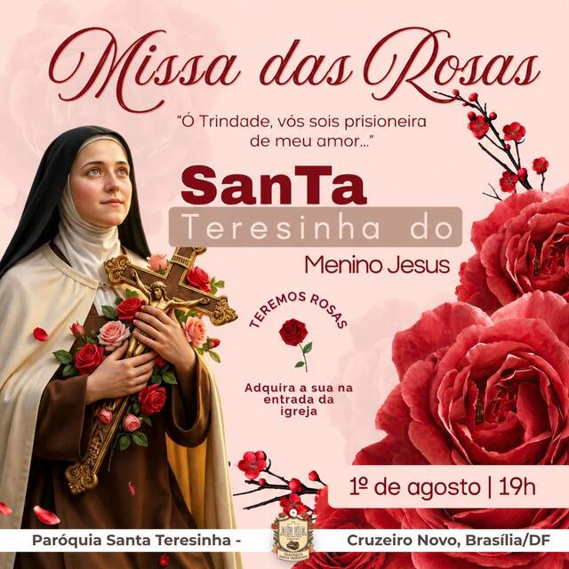 🌹MISSA DAS ROSAS EM HONRA A SANTA TERESINHA - 1º DE AGOSTO | 19H🌹