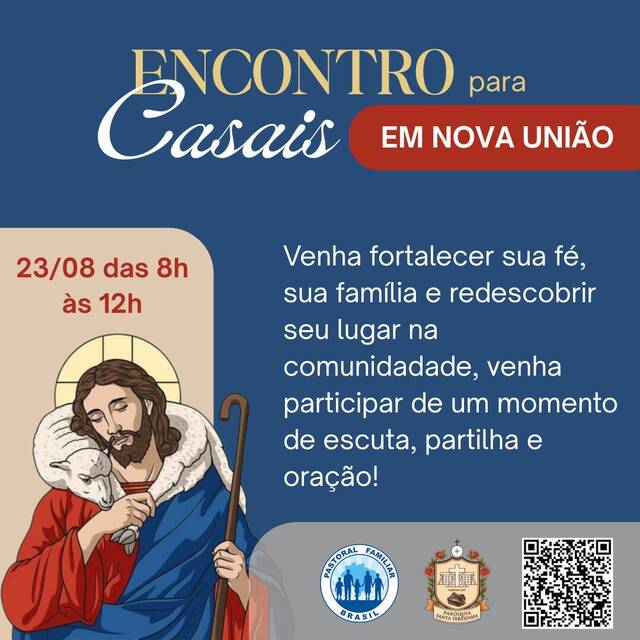 💙 ENCONTRO PARA CASAIS EM NOVA UNIÃO - 23 de agosto | 8h às 12h
