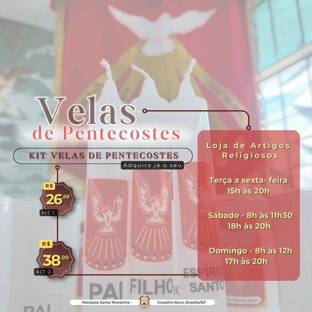 VELAS PARA A NOVENA DE PENTECOSTES - 22 A 24 DE MAIO 