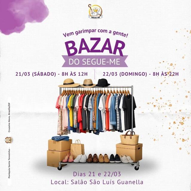 BAZAR DO SEGUE-ME | 21 e 22 DE MARÇO DE 2026