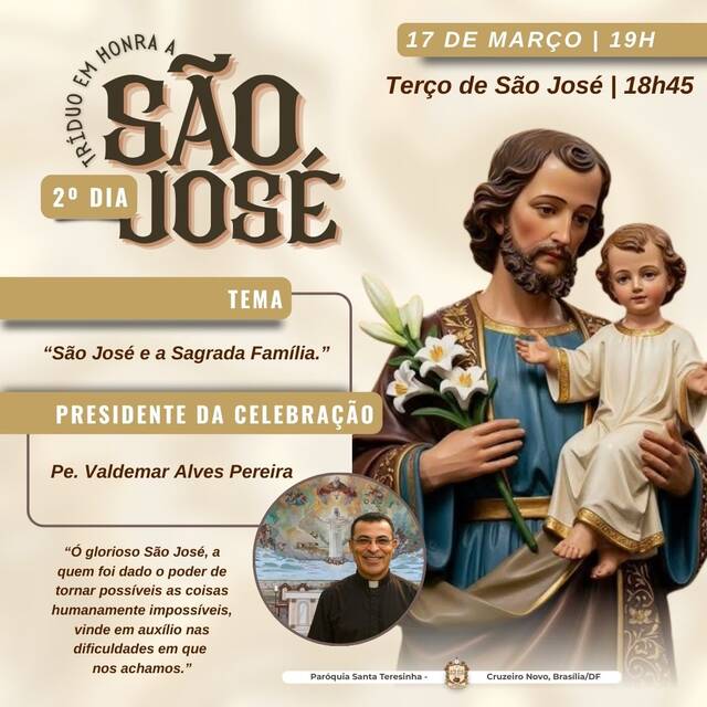 2º DIA - TRÍDUO EM HONRA A SÃO JOSÉ - 17 DE MARÇO DE 2026 | 18H45