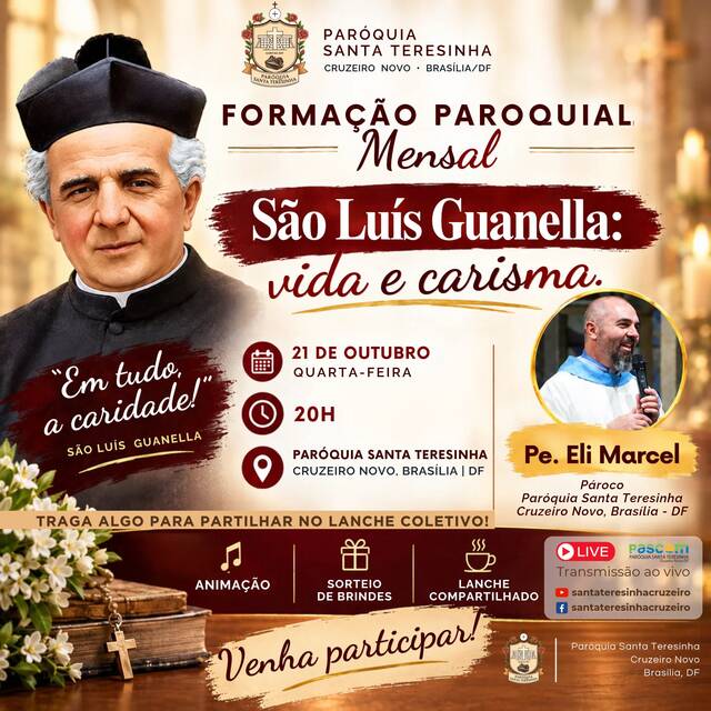 FORMAÇÃO PAROQUIAL MENSAL -  21 DE OUTUBRO | 20H