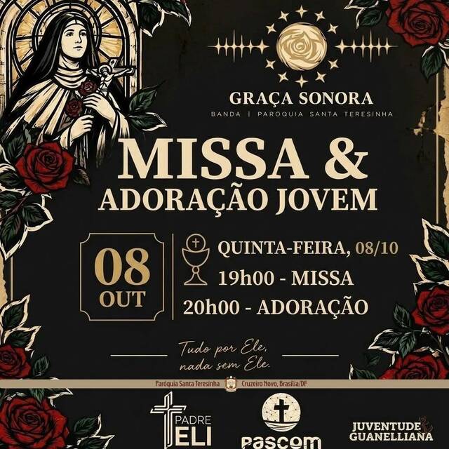 🌹 MISSA & ADORAÇÃO JOVEM - 08 DE OUTUBRO - MISSA 19H | ADORAÇÃO 20H 