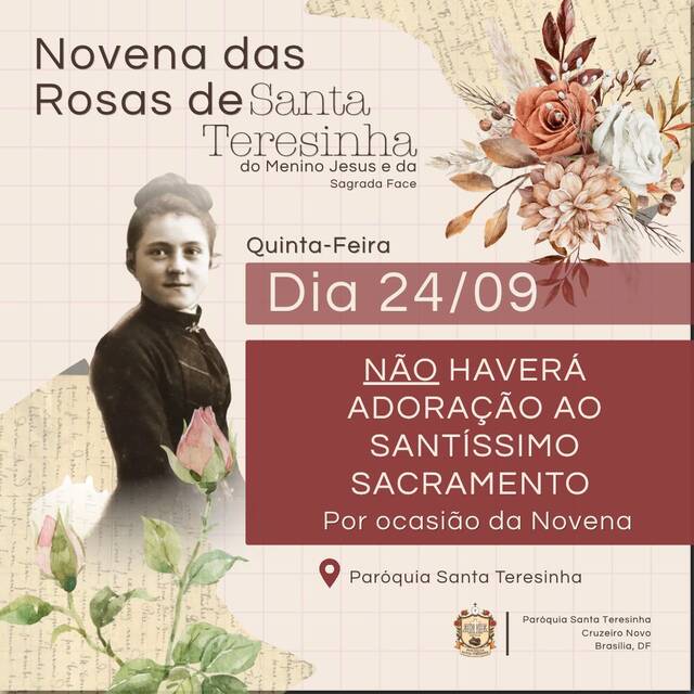 ⚠️ HOJE NÃO TEREMOS ADORAÇÃO AO SANTÍSSIMO SACRAMENTO | 24 DE SETEMBRO