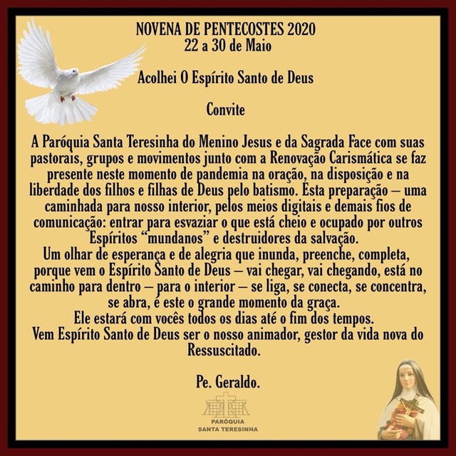 NOVENA DE PENTECOSTES - Convite do Pároco