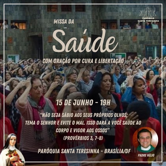 Missa da Saúde - HOJE, 15 de junho - 19h