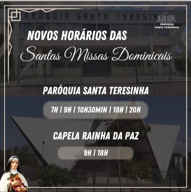 Horários das Santas Missas de DOMINGO